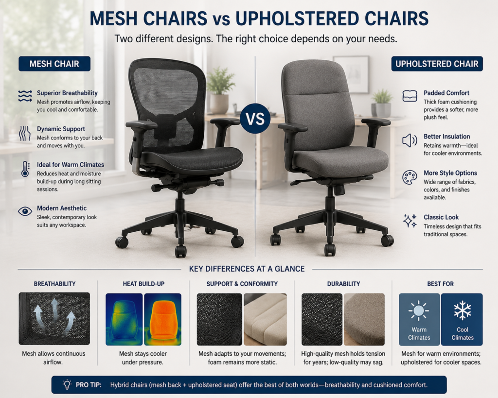 Mesh office chair vs upholstered office chair comparison